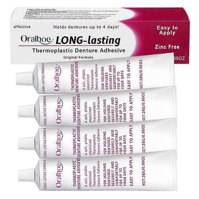 2025 Cushion Grip Termoplastinen hammasproteesi Adhesive Cream Comfort Strong Hold Hammasproteesi-liimavoide tekohampaille 4pcs