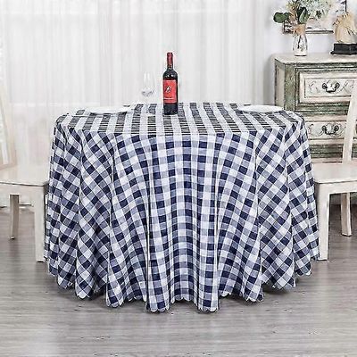 Moderni ruudullinen pöytäliina polyesteri pyöreä pöytäliina teepöydän ruokailupäälliseen kodin sisustukseen tummansininen Square 90x90cm