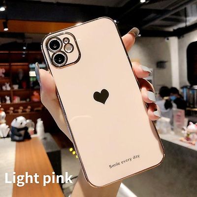 Hjerteetui til Iphone 11, elsker telefonetui til Iphone 12 11 Pro Max Xr Xs Galvaniseret stødsikker beskyttende bagcover Capa (kamerabeskyttelse) L...