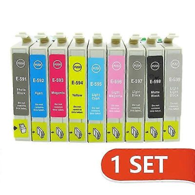 Korkealaatuinen T0591-mustekasetti, joka on yhteensopiva T0591 T0592 T0593 T0594 T0595 T0596 T0597 T0598 T0599:n kanssa Epson Stylus Photo R2400 -t...