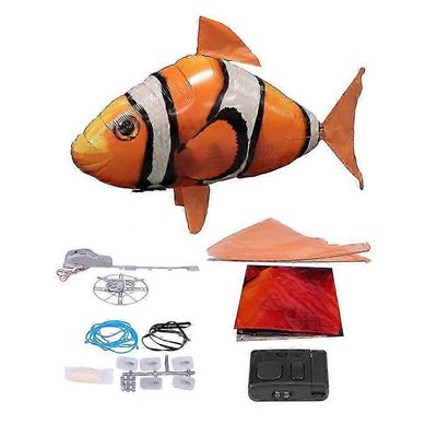 Kaukosäädin lentävä hai täytetty RC puhallettava ilmapallolelu lasten lahja Oranssi Clownfish