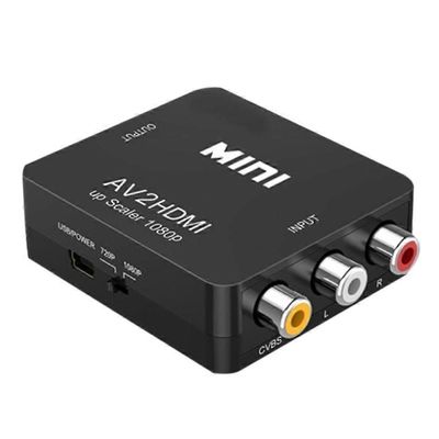 RCA-HDMI-AV-HDMI-muunnin 1080P Mini RCA CVBS-videoäänimuunninsovitin PAL / NTSC TV/P:lle Musta