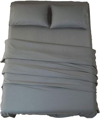 Linkrunning Sengelinned sæt Super Soft Microfiber 1800 Tråd tæller Luksus egyptiske lagner 16-tommer dyb lommeRynke-3 stykke (mørkegrå, tvilling) M...