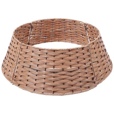 Pyöreä joulukuusi kaulus kudottu hame joulukuusen koristeluun perheen ystävät 59,50X59,50X19,50CM 1 pakkaus Ruskea 59.50X59.50X19.50CM