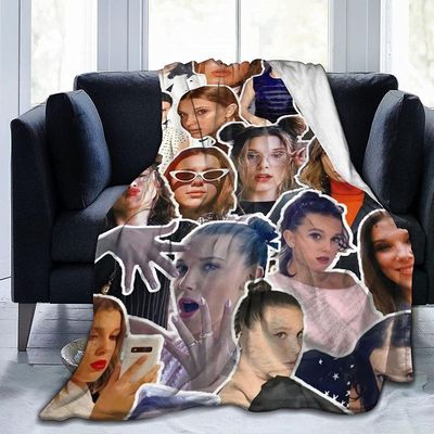 Millie Bobby Brown Myk og komfortabel varm fleece teppe for sofa, seng, kontor knepute, seng bil Camp sofa Koselig fluffy plysj kaste tepper-C541 6...