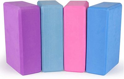 Linkrunning Yoga blokke 9''x6''x3'', 4 pak yogaklodsskumblokke med høj densitet for at forbedre styrke, fleksibilitet og balance, let vægt og skrid...
