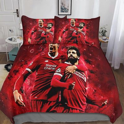 Kerota Salahin pussilakanasetti D, jalkapallotähden painettu vuodevaatesetti tyynyliinalla teini-ikäisille ja aikuisille Single135x200cm