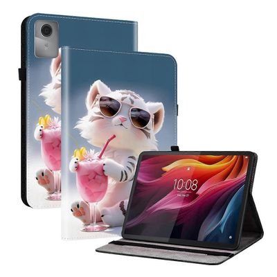 Lenovo Idea Tab (TB336ZU TB336FU) Xiaoxin Pad 11 2025 nahkakotelon kuvio painettu jalusta tabletin kansi korttipaikoilla Cartoon Tiger
