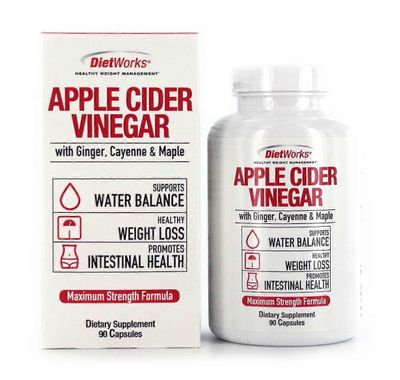 Diet Works Dietworks omenaviinietikka inkiväärillä, cayennella ja vaahteralla, kapselit, 90 ea