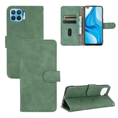 Etui til Oppo A93 4g / Reno 4f Cover Premium læder med kortholder Flip Folio magnetisk etui Etui Coque - Sort Grøn