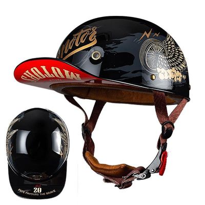 Ny Retro Half Scooter Hjelm Baseball Cap Sikkerhet For motorsykkel Harley Vintage Elektrisk Sykling Motorsykkel Classic Fashion Hjelmer svart sving...
