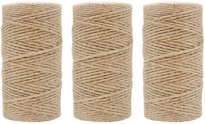 3 stykker af 100m 2 mm naturlig jute reb til diy
