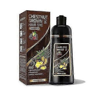 Hiusvärishampoo, 3 in 1 kasviperäinen hiusvärishampoo naisille ja miehille, välitön hiusvärishampoo harmaalle peitolle 500ML (musta) ruskea