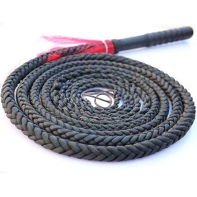 Fuldt håndlavet Chambray og Bull Whip lavet af slidstærkt ægte læder sort bullwhip, Luxe flettet hestepisk perfekt til arbejde kvæg eller sport crack