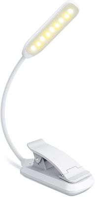 Linkrunning 9 LED-lys, genopladelig læselampe i 3 lysstyrketilstande (kølig hvid/varm gul), gradvis dæmpning af læselampe til bog i bedwhite