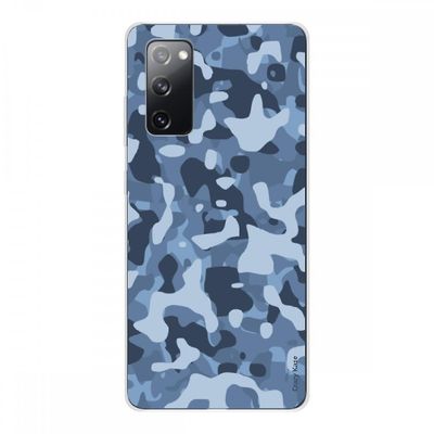 Crazy Kase Hull Til Samsung Galaxy S20 Fe I Silikone Soft 1 Mm, Blå Militær Camouflage