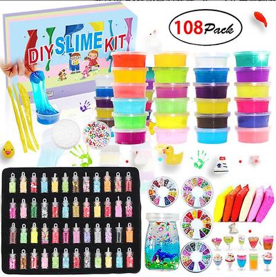 Handuo Diy Fluffy Cloud Clear Butter Glitter Glow I Dark Slime Making Kits 108pcs