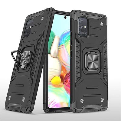 Stødsikker rustning sag for Samsung A70/a70s med støttefod all inclusive dække sort rpc1363