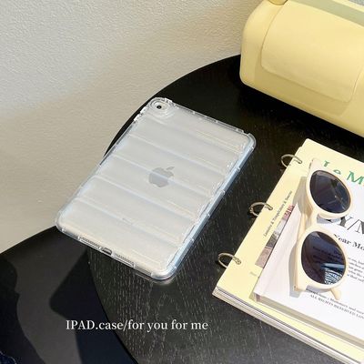 Qinfen 3d Clear Down Puffer Jacket støtsikkert deksel kompatibelt Ipad 10th Generation 10.9 tommers 2022 beskyttelsesdeksel Gjennomsiktig