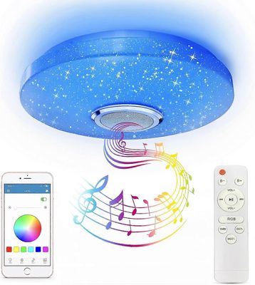 RGB LED-kattovalaisin Bluetooth-kaiuttimella 36W, korkea äänenlaatu, viileä / lämmin valkoinen värinvaihtolamppu kaukosäätimellä