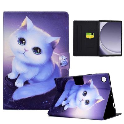 Korttipaikat PU nahkainen tabletin kansikotelo Samsung Galaxy Tab A9: lle Kissa