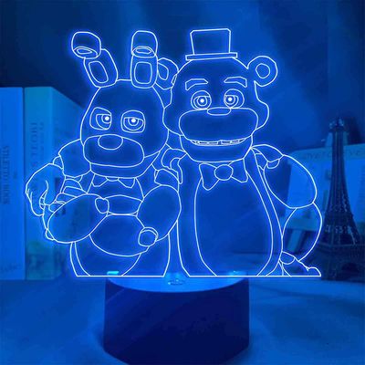 Veeki viiden yön peli 3D optinen illuusiolamppu, viiden yön pelilamppu söpö yövalo kaukosäädin 7 väriä Makuuhuoneen sisustuksen vaihtaminen lapsill...