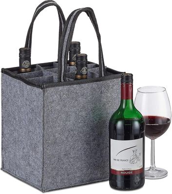 Pullopussi 9 pullon kantaja viinille, oluelle (45x24x24 cm, harmaa)
