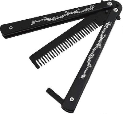 Dww-perhoskampa, ruostumattomasta teräksestä valmistettu taitettava kampa, Balisong-metallikampatyökalu
