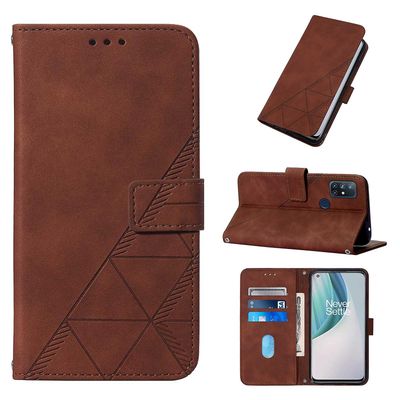 Gangxun Kompatibel med Oneplus Nord N10 5g etui læder folio cover tegnebog magnetisk premium Tui Coque brun