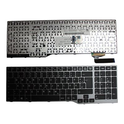 Power4Laptops Fujitsu Siemens MP-12S86003D851W med pointer Silver Frame Sort Tysk layout Udskiftning Laptop Keyboard