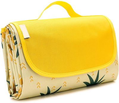 Linkrunning Picnic tæpper, 79''77'' ekstra stort foldbart picnictæppe vandtæt sandtæt picnicmåtte, bærbart tæppe til camping, rejser, vandreture, f...
