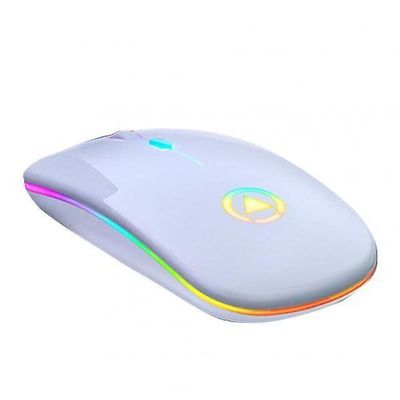 Caraele Led baggrundsbelyst genopladelig trådløs lydløs mus Usb Mouse ergonomisk optisk gaming mus stationær pc laptop mus hvid