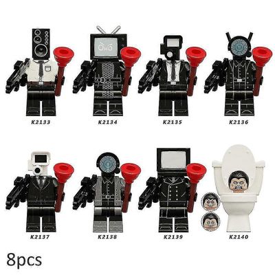 8kpl/setti Skibidi WC-peli Rakennuspalikka Lelut TV Ihmiset Puhujamies Monitori Kameramies Hahmot Nukke Koristelu