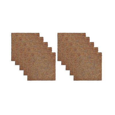 10 pakkausta uudelleenkäytettäviä pesälaatikkotyynyjä kanoille, 13 x 13 tuumaa luonnollista kookoskuitua puutarhanurmikolle ulkona Ruskea