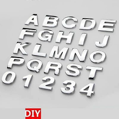 auton muotoilu 25mm / 45mm 3d DIY kirjaimet aakkoset tunnus kromi autotarrat koristelu auton tarrat logo autot auto lisävaruste Silver25MM9