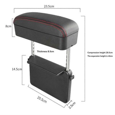 Käsinojan tuki Kyynärtukityyny Käsinojan jatke konsolin säilytysjärjestäjällä Säädettävä korkeusvarsi Musta punainen viiva