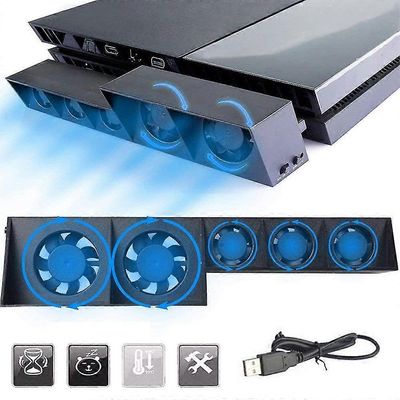 PS4 USB-jäähdytystuuletin, ulkoinen 5-tuulettimen turbo, lämpötilan säätö