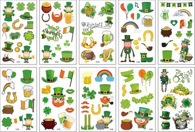 Zhuopai 10pcs Tattoo Sticks St Patricks Day Dekorationer Tatoveringer