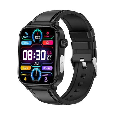 Smartklokke ET570 Bluetooth-anrop EKG elektrokardiogram blodsukker blodtrykk temperaturovervåking hjertefrekvens trening helseklokke Svart skinn