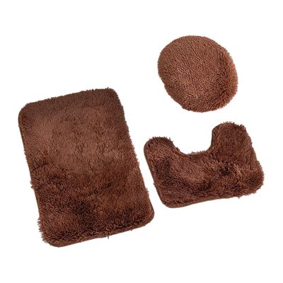 unbrand Kotitaloustarvikkeet yksivärinen 3-osainen kylpyhuoneen mattosarja kylpyhuone wc matto-liukumatto yksivärinen kylpyhuone wc lattiamatto Ruskea