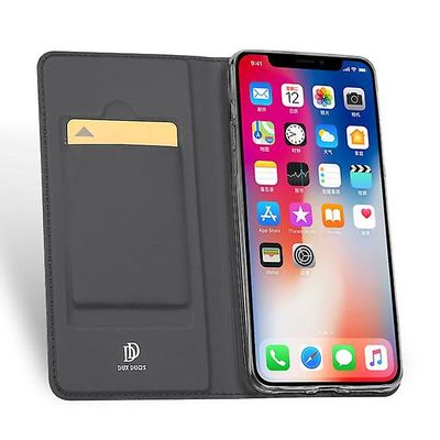 AIR Apple iPhone XS Max Læder Folio sag med kort lomme - Grå