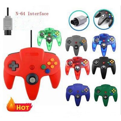 N64-ohjaimen joystick-peliohjain pitkä langallinen klassisille Nintendo 64 -konsolipeleille musta