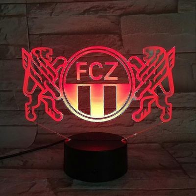 Zürich Fcz 3d Led Night Light Lasten Makuuhuone Jalkapalloseura Pöytävalaisin