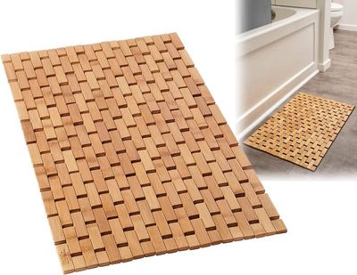 Luonnollinen bambu puinen kylpymatto - Kylpyhuone, Sauna, Kylpylä, Kylpyamme, Keittiötarvikkeet - Boho Kylpymatto Matto (24
