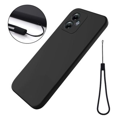 Motorola Moto G14 4G -kotelolle iskunkestävä nestemäinen silikoni matkapuhelimen kuoren kansi Musta