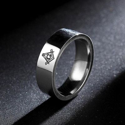 Bricks Masons Firkantet kompas g sølv frimurerisk ring 6 mm sølv 12