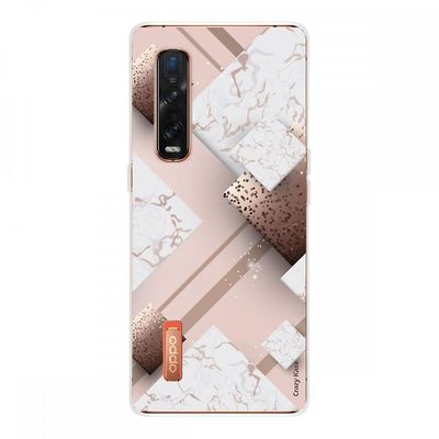 Crazy Kase Hull For Oppo Find X2 Pro i Silikone Soft 1 Mm, Pink Marmor og chokolade