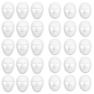 30 pakkaus 2 kokoa Paperi-Mache -naamiot Luo taiteellisia käsityöprojekteja seinäkoristeista teatteriin ja Halloween -asuihin Valkoinen