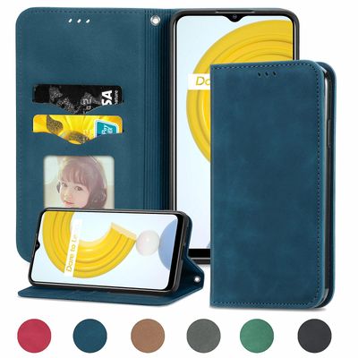 Gangxun Sag For Oppo Realme C21 Magnetisk Lukning Læder Tegnebog Cover Housse Etui Shockproof - Blue