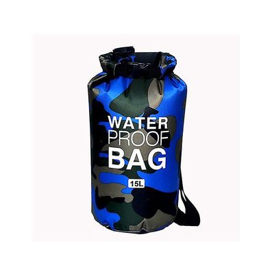 Vandtæt badepose Tør sæk camouflage farver drivende rafting taske 15L Blå